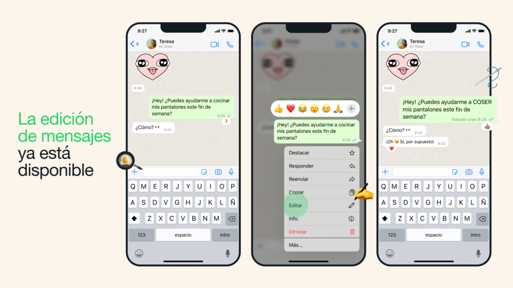 Editar mensajes WhatsApp